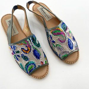Vibrant Embroidered Slingback Sandals